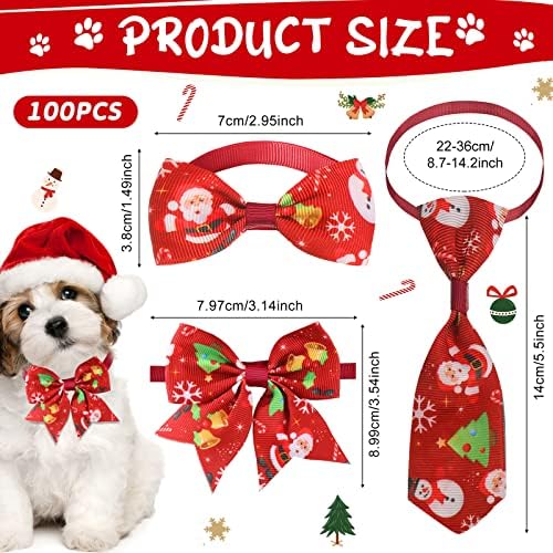 Reginary 100 Pcs Christmas Dog Bow Tie Collar Xmas Pet Necktie, Christmas - Image 2