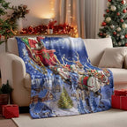 Neasow Christmas Throw Blanket, Santa Claus and Reindeer Sleigh Christmas Eve Moon Design Soft Fuzzy Cozy Flannel Blanket Gift for Family and Friends Home Sofa Couch Chair Decorative 50x60 Inch by Neasow