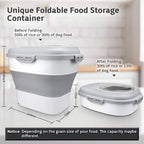 Rice Storage Bin Cereal Containers, 13-50lb Collapsible Rice Container Dispenser with Transparent Lid, Rolling Wheels, Measuring Cup and Scoop, Airtight Dog Cat Pet Food Storage Container White