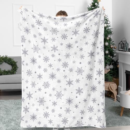 Christmas Throw Blanket Grey Snowflake Throw Blanket Christmas Decorative Plush Blankets Winter Holiday Plush Blankets Fuzzy Cozy Soft Warm Fleece Blankets for Couch Bed Sofa 60 X 80inch - Image 5
