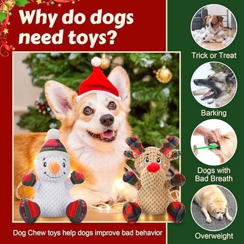 Newget 2Pcs Christmas Squeaky Dog Toys, Plush Dog Toys with Crinkle Paper - Image 4