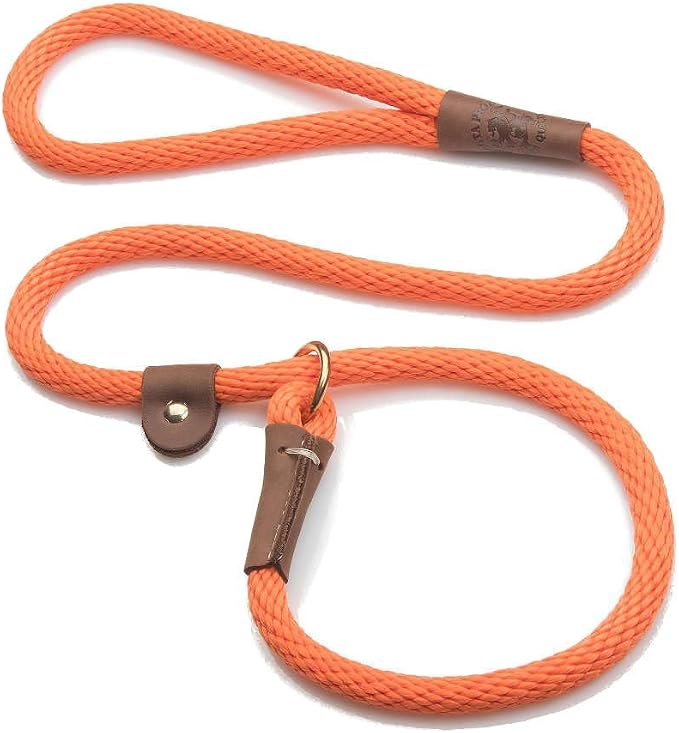 Mendota Pet Slip Leash - Dog Lead and Collar Combo - Made in The USA - Orange, 1/2 in x 4 ft - for Large Breeds