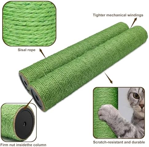 4PCS Cactus Cat Tree Replacement Posts, 15.7in M8 Sisal Scratching Pole - Image 3