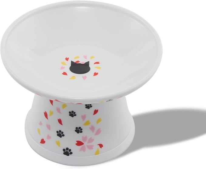 Necoichi Extra-Wide Raised Cat Food Bowl (Sakura, Extra Wide)