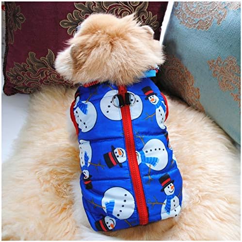SEIS 2 Pcs Christmas Dog Cotton Wadded Jacket Snowman Pet Coat with Harness Hook Xmas Elk Cats Hoodie Vest Santa Claus Puppy Costume for Cats Small Medium Dogs (M (Chest Circumference 48cm/18.9")) - Image 2