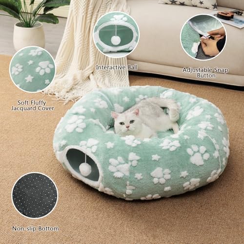 Cute Round Cat Tunnel for Indoor Cats, Green - Image 3