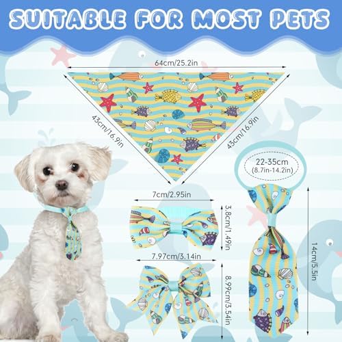 Reginary 120 Pcs Ocean Animals Dog Bandanas Bulk Dog Bows Set Bow Ties Cat Scarf Colorful Washable Triangle Pet Kerchief Cute Bib for Summer Small Medium Large Pets Grooming Accessories Costume - Image 2