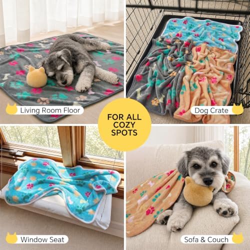 Luciphia 1 Pack 3 Blankets Fluffy Premium Fleece Pet Blanket Flannel Paw Printed Throw for Dog Cat(Large 41x31'', Grey) - Image 4