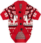 Dog Christmas Sweater Red Plaid Cardigans Dog Christmas Outfit Soft Warm Knitted Pet Clothes Cold Weather Puppy Clothes for Small Medium Large Dogs Cats - Image 3