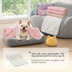 1 Pack 3 Blankets Super Soft Cute Dot Pattern Pet Blanket Flannel Throw for Dog Puppy Cat Dot (Large(41x31), Beige/Brown/Pink) - Image 4