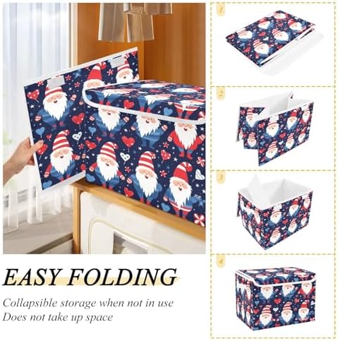 Bolaz Storage Bins with Lids and Handles,Cute Gnmoes American National Day Storage Box Storage Basket with Cover Collapsible Organizer Containers for Home Closet, Shelves - Image 4
