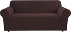 H.VERSAILTEX Stretch Couch Covers for 3 Cushion Couch Sofa Pet Friendly Soft Covers for Couches Feature Thick Checked Jacquard Fabric with Elastic Bottom, Sofa Large - Chocolate