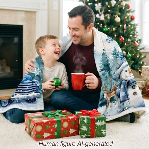 Snowman Christmas Throw Blanket for Couch Bed Soft Cozy Gifts - Image 6