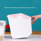 Large Flour Storage Container Bin 25lb, 2Pack Airtight Rice Storage Containers with Wheels Seal Locking Lid, BPA Free with Measuring Cup&Scoop for Flour, Rice, Grain(Gray)