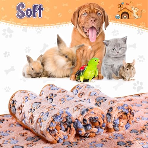 Tatuo 4 Pcs Fleece Dog Blanket for Puppy Cat, Coffee, 30 x 20.5 in, Paw - Image 4