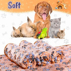 Tatuo 4 Pcs Fleece Dog Blanket for Puppy Cat, Coffee, 30 x 20.5 in, Paw - Image 4