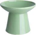 Ceramic Elevated Cat Bowls - 6.2 Inch Extra Wide Raised Cat Food and Water Bowl Set for Indoor Cats, Whisker-Friendly Ceramic Cat Dish for Elder Big Cats & Small Dogs,Green,1 Pack