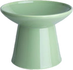 Ceramic Elevated Cat Bowls - 6.2 Inch Extra Wide Raised Cat Food and Water Bowl Set for Indoor Cats, Whisker-Friendly Ceramic Cat Dish for Elder Big Cats & Small Dogs,Green,1 Pack