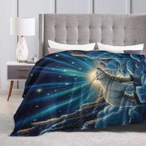 Polar Bear Blanket Aurora Arctic Night Throw Stuff Gifts 80"x60" - Image 7