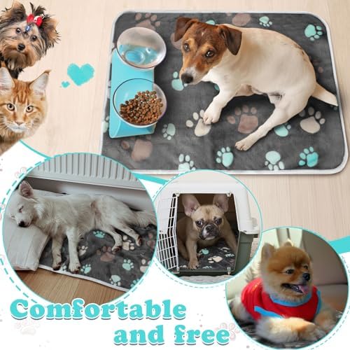 Reginary 4 Pcs Guinea Pig Fleece Cage Liners, Cute Paw, 24 x 16 Inch - Image 3