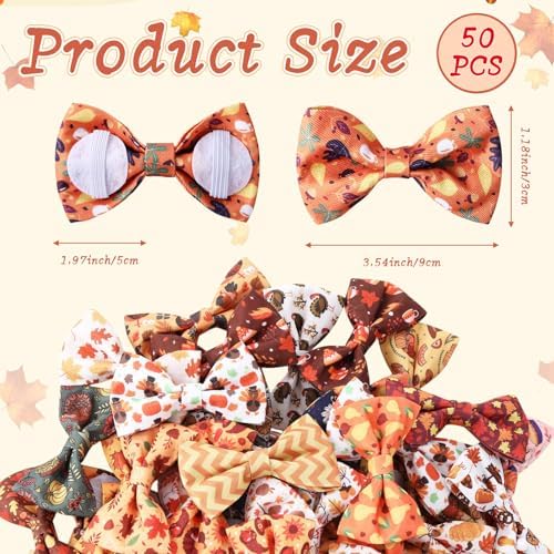 Reginary 50 Pcs Dog Bow Ties Pet Collar Attachment Autumn Style - Image 2