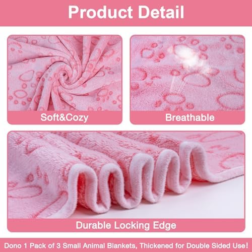 Dono 1 Pack 3 Dog Blankets for Small Dogs, Soft Fluffy Paw Print Pattern Fleece Pet Blanket Warm Sleep Mat, Puppy Kitten Blanket Doggy Mat for Dog Cat Kitten Doggy -23*16in (S(23*16"), Brown Bone) - Image 4