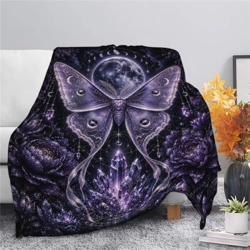 Luna Moth Blanket, Mystical Moth Throw Gift for Girls Women 50"X40" - Image 4