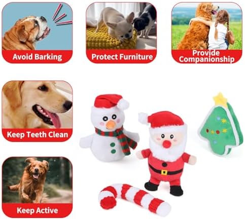 4 Pcs Christmas Dog Toys for Small Dogs Squeaky Small Dog Toys Durable Push Puppy Toys for Chewing Interactive with Crinkle Paper for Small Medium Dogs - Image 4