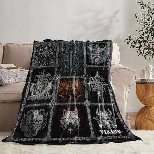 Viking Warrior Blanket for Boys Men Adults Kids Soft Cozy Fleece Vikings Norse Mythology Throw Blankets Gifts Warm Flannel Plush Stuff Lightweight Decorative for Couch Bed Sofa 80"X60" - Image 6