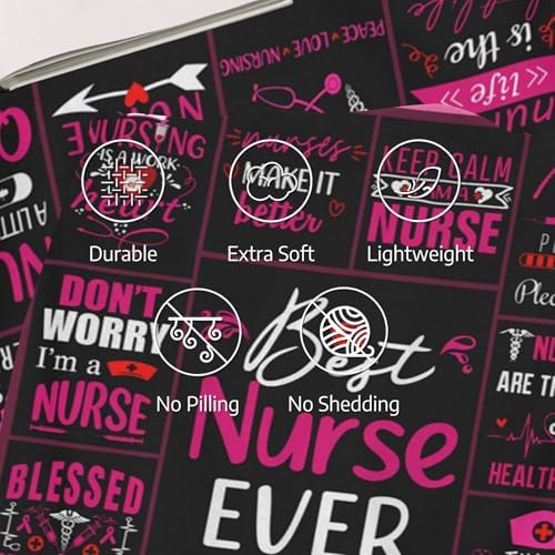 Nurse Theme Blanket, Nurse Gifts for Women, Gifts for Nurses Female, Cozy Lightweight Warm Throw Blanket, Nurse Appreciation Gift, Nurse Practitioner Gift, Nursing Student Gift Blanket 50" x 40" - Image 3