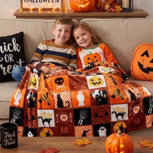 Gogreen Halloween Throw Blanket Throw Size Cozy Fleece Blanket - 300GSM Ultra Soft Microfiber Printed Blanket for Halloween Decor, for Kids & Adults (Throw - 50" x 60") - V - Image 7