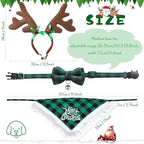 Frienda 6 Pcs Dog Christmas Reindeer Antler Bandana,Cute Style,Red, Green - Image 2