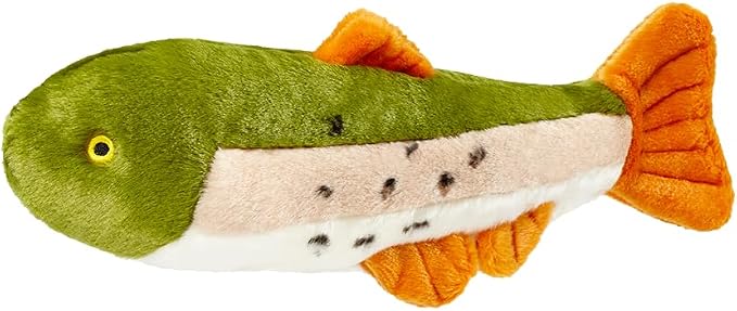 Fluff & Tuff Ruby the Rainbow Trout Plush Dog Toy – 2 Pack, 14” Durable Stuffed Fish Dog Toy with Squeaker, Double-Stitched & Reinforced for Interactive Play