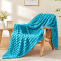 BEDELITE 3D Checked Teal Fleece Throw Blanket for Couch, 50x60 Inches by BEDELITE