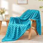 BEDELITE 3D Checked Teal Fleece Throw Blanket for Couch, 50x60 Inches by BEDELITE
