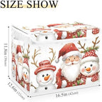 Bolaz Storage Bins with Lids and Handles,Christmas Snowman Storage Box Storage Basket with Cover Collapsible Organizer Containers for Home Closet, Shelves - Image 3