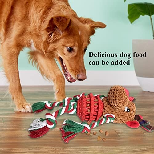 Dog Christmas Toys for Small Medium Large Dogs, Squeaky Plush Dog Toys + Interactive Dog Toys + Dog Rope Toys Multi Function Cute Reindeer Puppy Toys for Christmas - Image 4