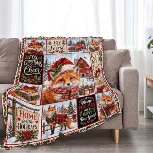 Christmas Fox Throw Blanket Woodland Animal Holiday Gifts 40''x50'' - Image 5