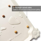 Hoki Found Silicone Pet Food Tray - High-Lips Dog Cat Bowl Mats - Waterproof Dog Cat Food Mats - Colors: Cream Brown