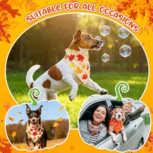 Geyoga 240 Pcs Fall Dog Bandanas Bulk, Thanksgiving Pet Bandanas - Image 5