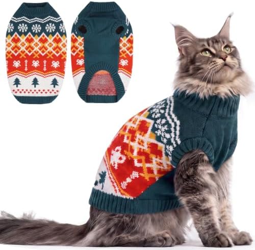 IECOii Christmas Cat Sweater for Cats, Kitten Holiday Sweater Ugly, XS-L by IECOii