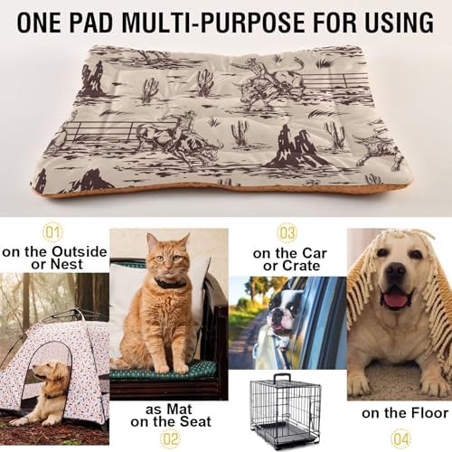 Western American Cowboy Dog Bed Mat Washable Anti Slip Bottom Comfy Kennel Pad Cat Crate Mat Dog Pet Pad 18 x 24 Inches - Image 5