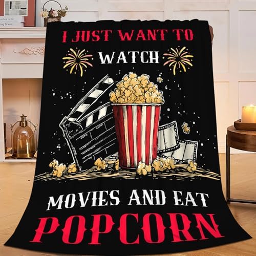 Movie Popcorn Blanket for Girls Women Boys Men Adults Kids Soft Cozy Fleece Theater Film Cinema Throw Blankets Gifts Warm Flannel Plush Lightweight Decor for Couch Bed Sofa 80"X60" by Unknown