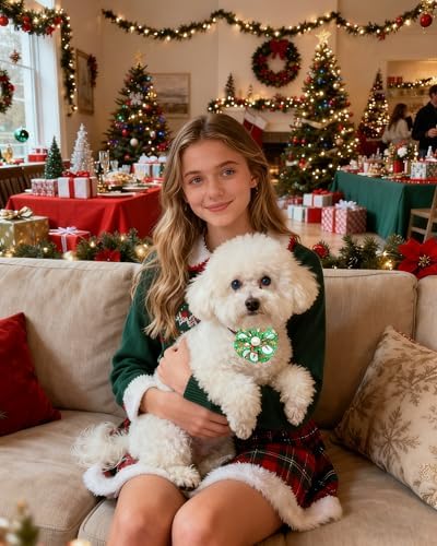 PET SHOW 50 Pack Christmas Dog Collar Flowers and Bows Bulk Random Assorted Xmas Small Medium Large Dogs Girl Boy Cats Attachments Slide on Collars Harness Pet Costume Grooming Accessories - Image 5
