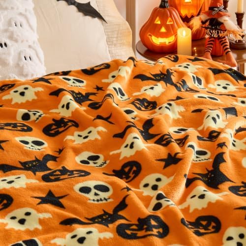 BEDELITE Halloween Throw Blanket, Spooky Decor & Gift, Orange, 50"x60" - Image 5