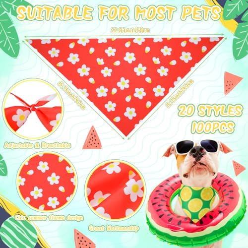 100 Pcs Summer Bandanas for Dog Bulk for Small Medium Pet Puppy Cat - Image 4
