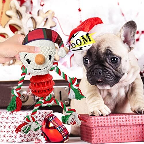Dog Christmas Toys for Small Medium Large Dogs, Squeaky Plush Dog Toys + Interactive Dog Toys + Dog Rope Toys Multi Function Cute Snowman Puppy Toys for Christmas - Image 5