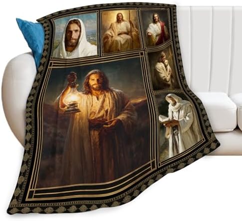 Christian Jesus Blanket Religious Catholic Jesus Throw Blankets Gifts for Girls Boys Kids Soft Cozy Fleece Plush for Couch Sofa Bed 60"x50" by Unknown