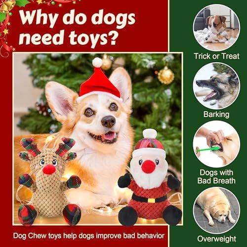 Newget 2Pcs Christmas Squeaky Dog Toys, Plush Dog Toys with Crinkle Paper - Image 4