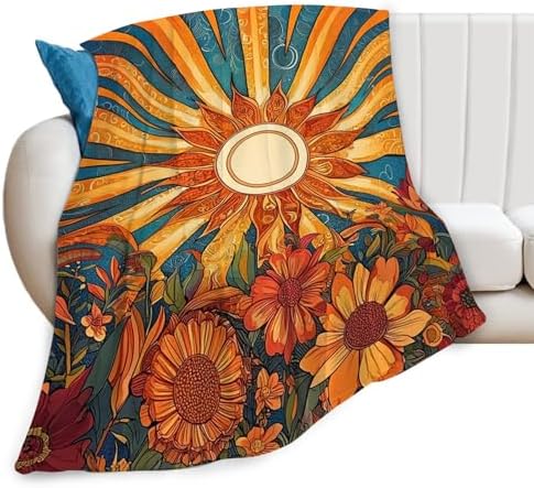 Sunflower Blanket Boho Sunrise Floral Throw Blankets Gifts for Girls Boys Kids Sunflower Lovers Soft Cozy Fleece Plush for Couch Sofa Bed 60"x50" by Unknown